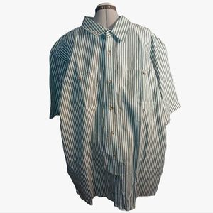 KINGSIZE Shirt Mens 3XLT Green Striped Button Up
